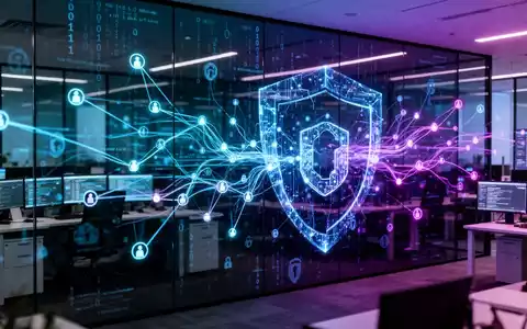 Digitale Netzwerke und leuchtende Datenströme auf einem Bildschirm symbolisieren fortschrittliche Cybersicherheit. - Foto: über boerse-global.de