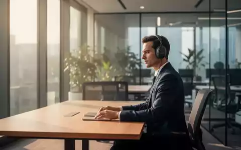 Fokussierte Person mit Noise-Cancelling-Kopfhörern an einem modernen, hellen Arbeitsplatz im Büro. - Foto: über boerse-global.de