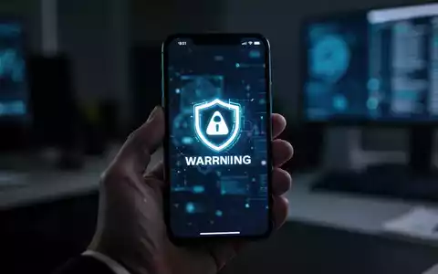 Nahaufnahme eines Smartphone-Bildschirms mit digitaler Sicherheitswarnung in einem professionellen Büro. - Foto: über boerse-global.de
