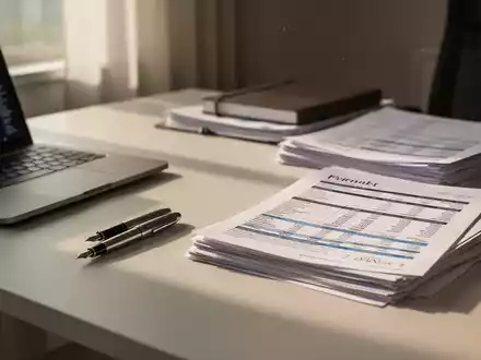Ein moderner Schreibtisch mit Laptop und Steuerunterlagen in einem hellen, professionellen Büro. - Foto: über boerse-global.de