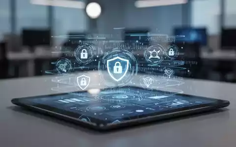 Abstrakte Darstellung von Datensicherheit und Datenschutz mit digitalen Symbolen auf einem Tablet. - Foto: über boerse-global.de
