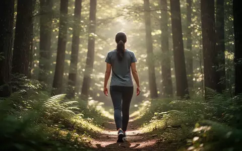 Eine Person geht achtsam durch einen sonnendurchfluteten Wald, um die mentale Gesundheit zu fördern. - Foto: über boerse-global.de