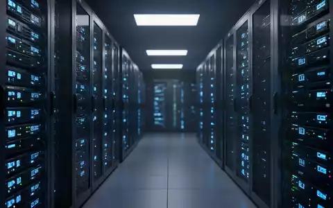 Moderner Serverraum mit blauen Leuchtanzeigen für Cloud-Infrastruktur. - Foto: über boerse-global.de