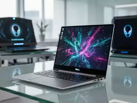 Ein schlankes Dell XPS-Laptop auf einem Schreibtisch, im Hintergrund ein Alienware-Gaming-Laptop. - Foto: über boerse-global.de