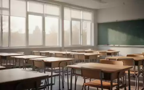 Ein leerer, modern gestalteter Grundschulklassenraum mit hellen Holzmöbeln und einfallendem Tageslicht. - Foto: über boerse-global.de
