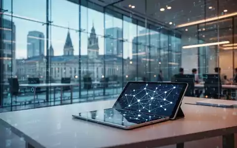 Modernes Bürogebäude mit digitalem Datenstrom als Symbol für die EU-KI-Regulierung. - Foto: über boerse-global.de
