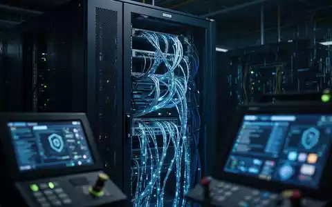 Ein hochmoderner Serverraum mit leuchtenden Datenkabeln und Netzwerkinfrastruktur zur Absicherung kritischer Systeme. - Foto: über boerse-global.de