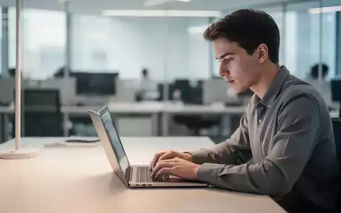 Schüler bei der Arbeit an einem Laptop in einem hellen, professionellen Umfeld. - Foto: über boerse-global.de
