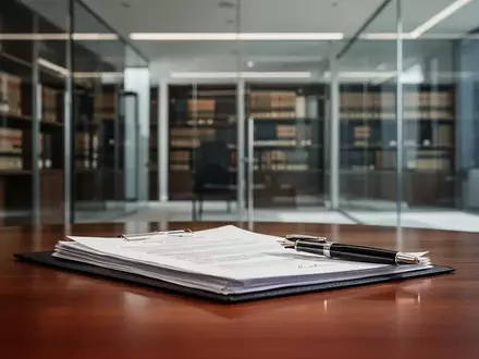Ein moderner Schreibtisch mit Rechtsdokumenten in einer professionellen Kanzlei-Umgebung. - Foto: über boerse-global.de