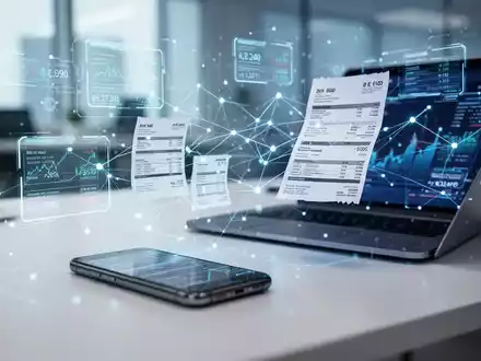 Digitalisierte Rechnungsverarbeitung mit einer modernen Benutzeroberfläche für Finanzdaten auf einem Laptop. - Foto: über boerse-global.de