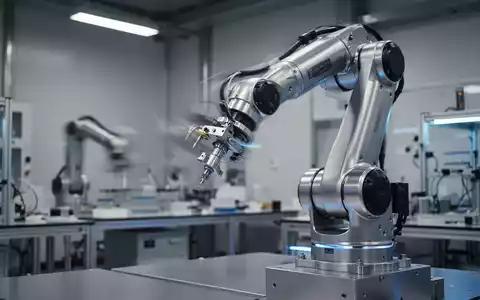 Ein hochmoderner Roboterarm in einem Labor, der durch präzise Bewegungen technologische Effizienz und Innovation symbolisiert. - Foto: über boerse-global.de