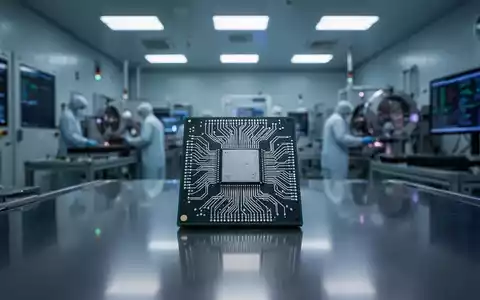 High-tech Halbleiter-Reinraum mit Fokus auf einen Mikrochip, der eine angespannte industrielle Stimmung vermittelt. - Foto: über boerse-global.de
