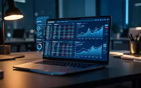 Ein Laptop-Bildschirm zeigt Finanzdaten und Rentendiagramme in einem professionellen Büro. - Foto: über boerse-global.de