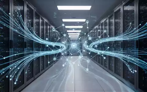 Digitale Visualisierung von vernetzten KI-Datenströmen und technologischen Knotenpunkten in einem modernen Rechenzentrum. - Foto: über boerse-global.de