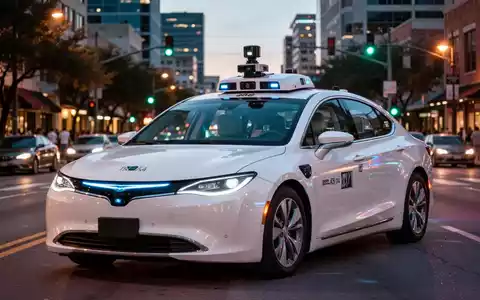Ein autonomes Robotaxi, geparkt auf einer Stadtstraße in Austin, symbolisiert die Herausforderungen des Flottenmanagements. - Foto: über boerse-global.de