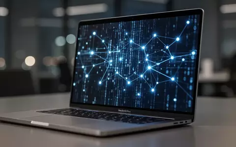 Ein modernes MacBook auf einem Schreibtisch mit digitalem Code auf dem Bildschirm als Symbol für Sicherheitsupdates. - Foto: über boerse-global.de