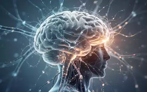 Abstrakte Darstellung eines menschlichen Gehirns mit leuchtenden neuronalen Verbindungen vor einem professionellen Hintergrund. - Foto: über boerse-global.de