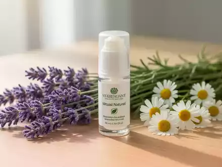 Ein natürlicher Roll-on zur Hautpflege neben frischem Lavendel und Kamillenblüten auf einer Holzoberfläche. - Foto: über boerse-global.de