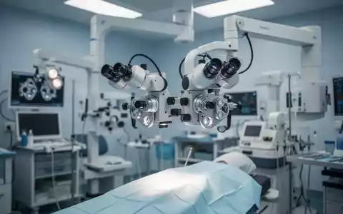 Ein hochmodernes Operationsmikroskop in einer sterilen Augenklinik zur Darstellung medizinischer Innovationen. - Foto: über boerse-global.de