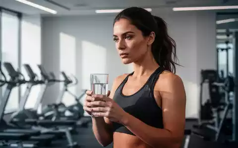Eine fokussierte Frau in einem modernen Fitnessstudio, die ein Glas Wasser hält, als Symbol für Fitness und Nahrungsergänzung. - Foto: über boerse-global.de