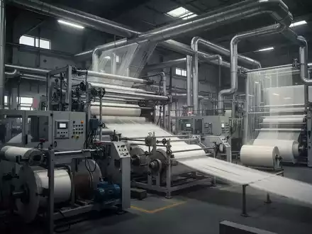 Industrielle Produktionsanlage eines Faserherstellers mit modernen Maschinen in einer Halle. - Foto: über boerse-global.de