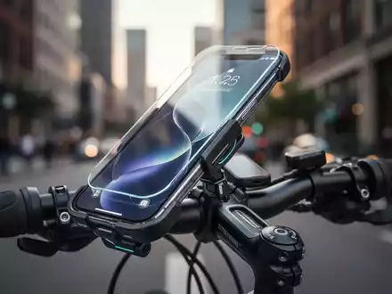 Ein modernes Smartphone in einer robusten Schutzhülle, sicher montiert am Lenker eines Fahrrads. - Foto: über boerse-global.de