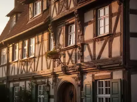 Detailaufnahme einer historischen Fachwerkfassade bei warmem Licht als Symbol für den Erhalt des kulturellen Erbes. - Foto: über boerse-global.de