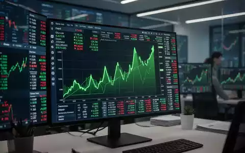 Digitale Finanzmarktanzeige mit steigenden Aktienkursen und Finanzdaten auf einem modernen Bildschirm. - Foto: über boerse-global.de