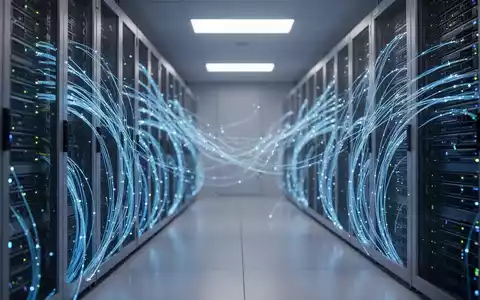 Hochmoderner, sanft beleuchteter Serverraum mit leuchtenden Glasfaserkabeln, die fortschrittliche künstliche Intelligenz darstellen. - Foto: über boerse-global.de