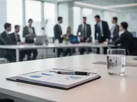 Ein moderner, aufgeräumter Schreibtisch in einem Büro, der das Thema betriebliche Vorsorge und Absicherung symbolisiert. - Foto: über boerse-global.de