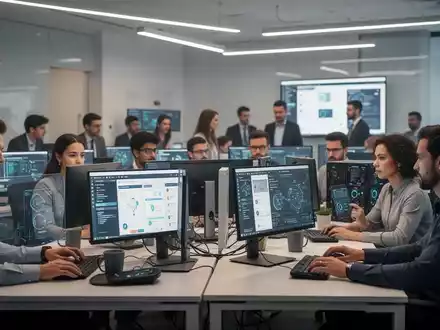 Menschen in einem modernen IT-Schulungsraum bei der Arbeit an Computern zur beruflichen Weiterbildung. - Foto: über boerse-global.de