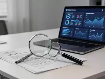 Ein Schreibtisch mit juristischen Dokumenten, einer Lupe und einem Laptop, das ein E-Commerce-Dashboard zeigt. - Foto: über boerse-global.de