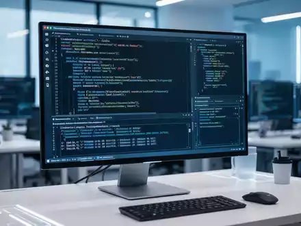 Moderner Softwareentwicklungs-Arbeitsplatz mit Dokumentenautomatisierungs-Diagnosedaten auf einem Monitor. - Foto: über boerse-global.de