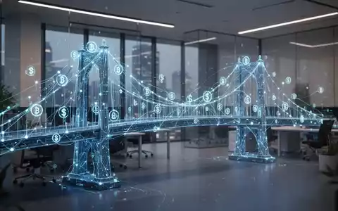 Abstrakte Darstellung einer digitalen Brücke mit Blockchain-Netzwerkknoten zur Symbolisierung der Tokenisierung. - Foto: über boerse-global.de