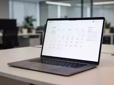 Moderner Laptop-Bildschirm mit digitalem Kalender in einem professionellen Büro. - Foto: über boerse-global.de
