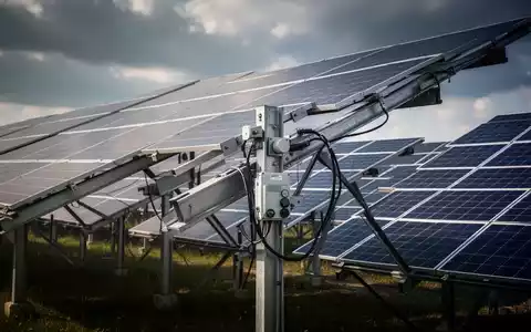 Reihen von Solarmodulen in einem Solarpark bei bewölktem Himmel. - Foto: über boerse-global.de