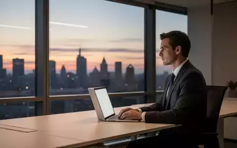 Ein fokussierter Berufstätiger an einem modernen Schreibtisch bei Sonnenuntergang, der die Konzentration im Arbeitsalltag symbolisiert. - Foto: über boerse-global.de