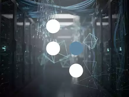 Abstraktes, futuristisches Rechenzentrum mit leuchtenden Glasfaserkabeln als Symbol für Quantencomputing. - Foto: über boerse-global.de