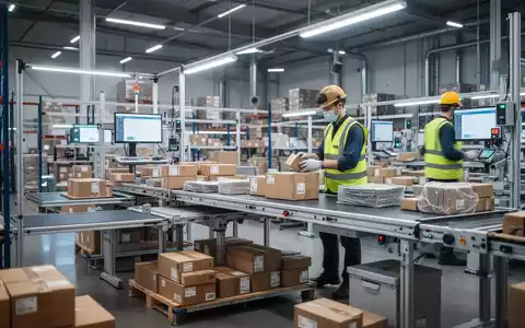 Ergonomischer Packplatz in einem modernen Logistikzentrum mit höhenverstellbaren Arbeitstischen und effizienten Abläufen. - Foto: über boerse-global.de