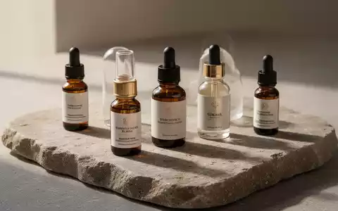 Hochwertige Fläschchen mit ätherischen Ölen auf einem minimalistischen Steinhintergrund für ein Wellness-Thema. - Foto: über boerse-global.de