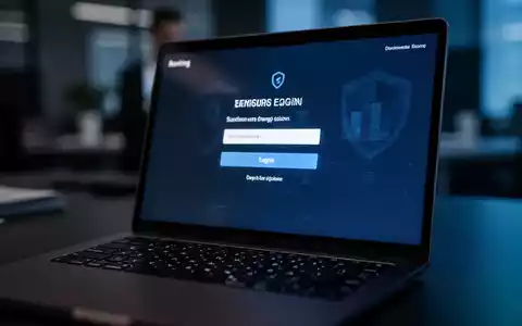 Ein Laptop-Bildschirm mit einer verdächtigen Login-Seite im Hintergrund, beleuchtet in einem dunklen Büro. - Foto: über boerse-global.de
