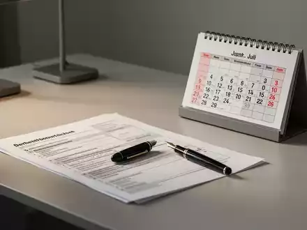 Ein Schreibtisch mit Steuerformularen, einem Füllfederhalter und einem Kalender, der auf den 31. Juli hinweist. - Foto: über boerse-global.de