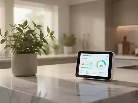 Moderne, aufgeräumte Küche mit smartem Energiemonitor als Symbol für effizientes Wohnen und Nachhaltigkeit. - Foto: über boerse-global.de