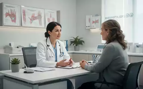 Ein Arzt im Gespräch mit einem Patienten in einer modernen rheumatologischen Praxis. - Foto: über boerse-global.de