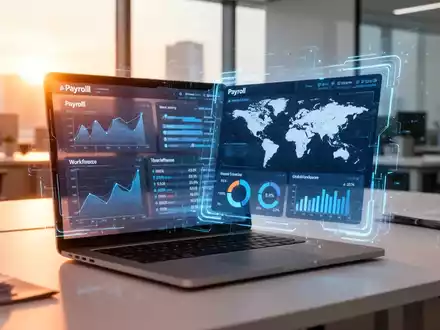 Digitale Benutzeroberfläche mit HR-Daten und KI-Analysen auf einem Laptop in einer modernen Büroumgebung. - Foto: über boerse-global.de