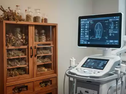 Ein moderner medizinischer Behandlungsraum, der traditionelle Heilkräuter mit moderner klinischer Medizintechnik verbindet. - Foto: über boerse-global.de