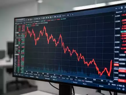 Rote fallende Aktienkurslinie auf einem digitalen Finanzbildschirm. - Foto: über boerse-global.de