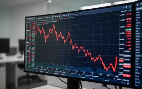 Rote fallende Aktienkurslinie auf einem digitalen Finanzbildschirm. - Foto: über boerse-global.de