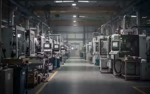 Leere, modern ausgestattete Produktionshalle in einem deutschen Industriebetrieb mit gedimmtem Licht. - Foto: über boerse-global.de