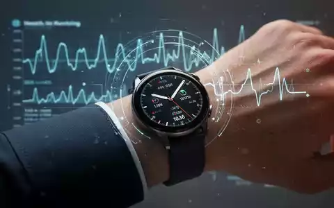 Hochwertige Smartwatch am Handgelenk mit visualisierten biometrischen Gesundheitsdaten im Hintergrund. - Foto: über boerse-global.de